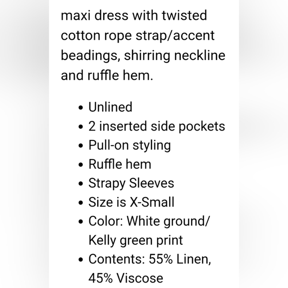 Farm Rio • Monstera Maxi Dress in White/Kelly Green READ - Picture 3 of 7